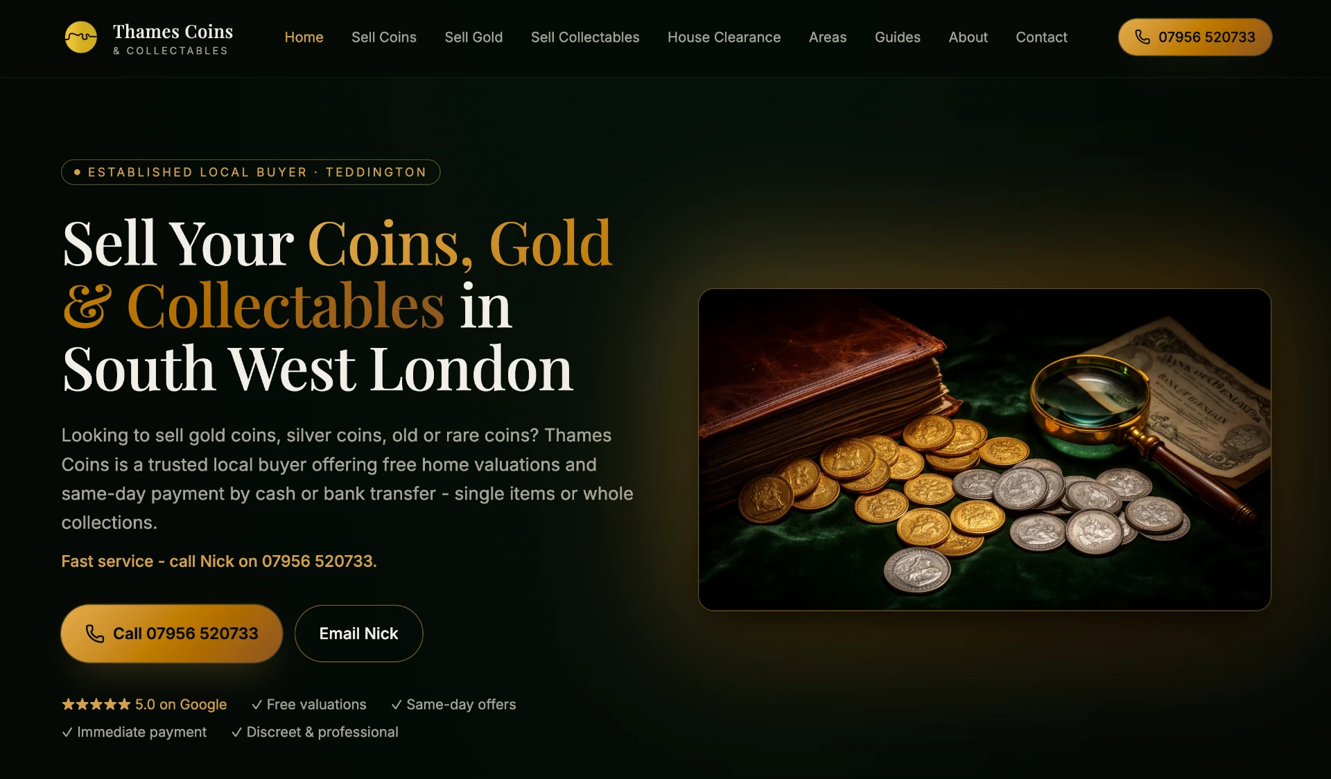 Thames Coins & Collectables website built by Invictus Digital
